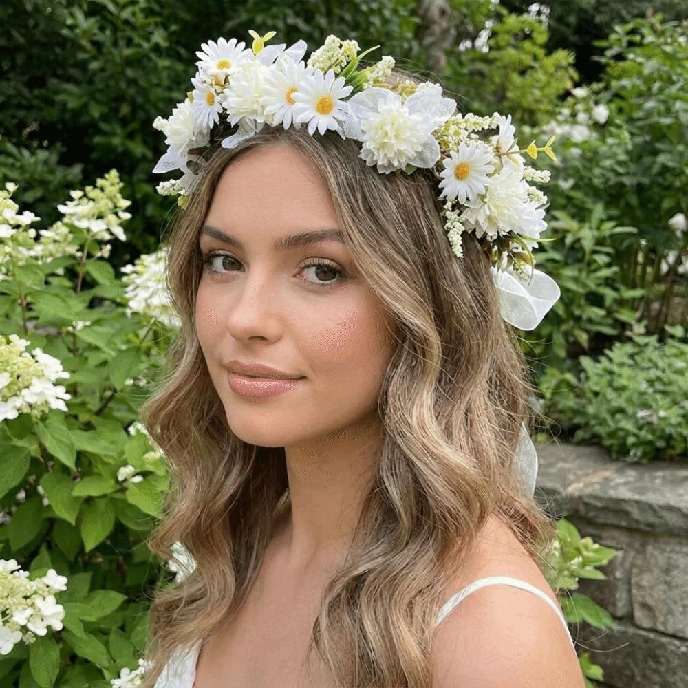 Boho Style Flower Crown Simulated Flower Wedding Headpiece Elegant Bridal Wreaths  Princess
