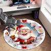 Cute Christmas Day Gift Bell Santa Claus Snowman Christmas Tree round rug Home Soft Decorative Anti slip Chair Mat Carpet Outdoor Floor Mat Carpet 91