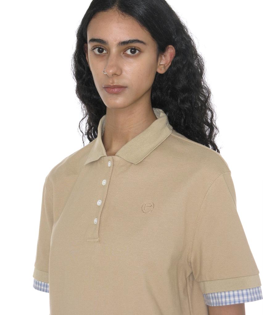 PARTIMENTO WOMEN Double Layered Polo Tee_Beige