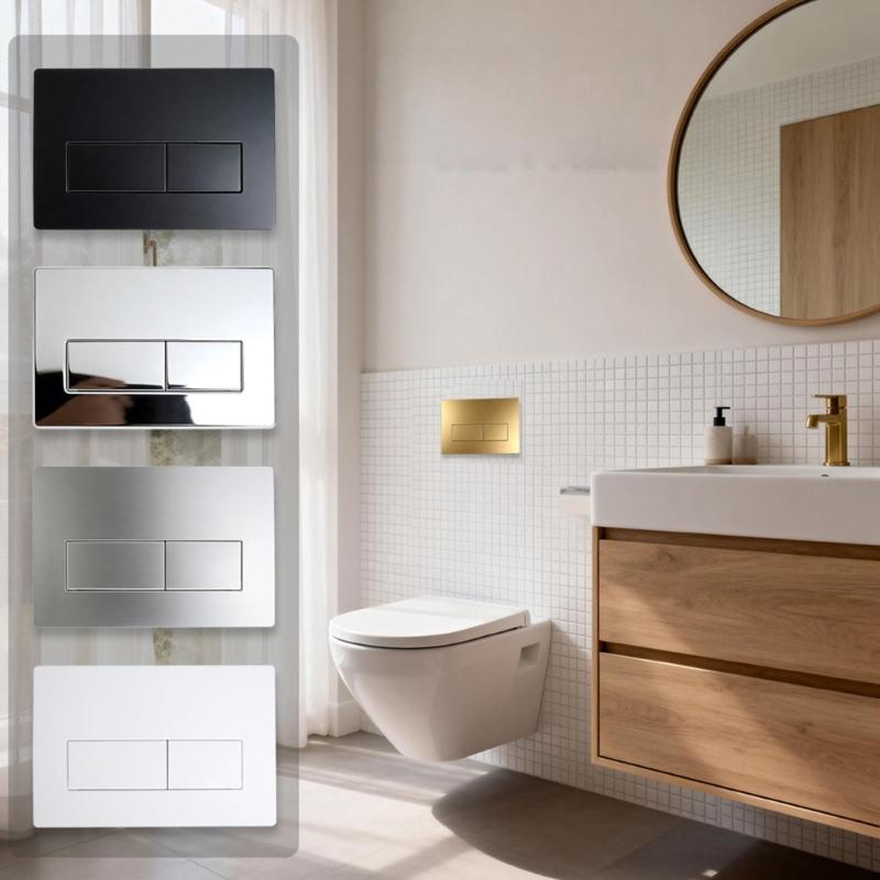 Upgrades Water Tank Button Panel Plastic Construction Easy Installs Strong Bathroom Flush Panel for Bathroom