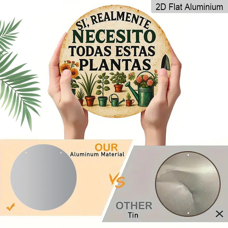 2D Flat Aluminum Wall Art with A Whimsical Design 7.87 Inches X 7.87 Inches Perfect for Plant Lovers; Ideal for Farms, Gardens, Farmhouses, Cafes