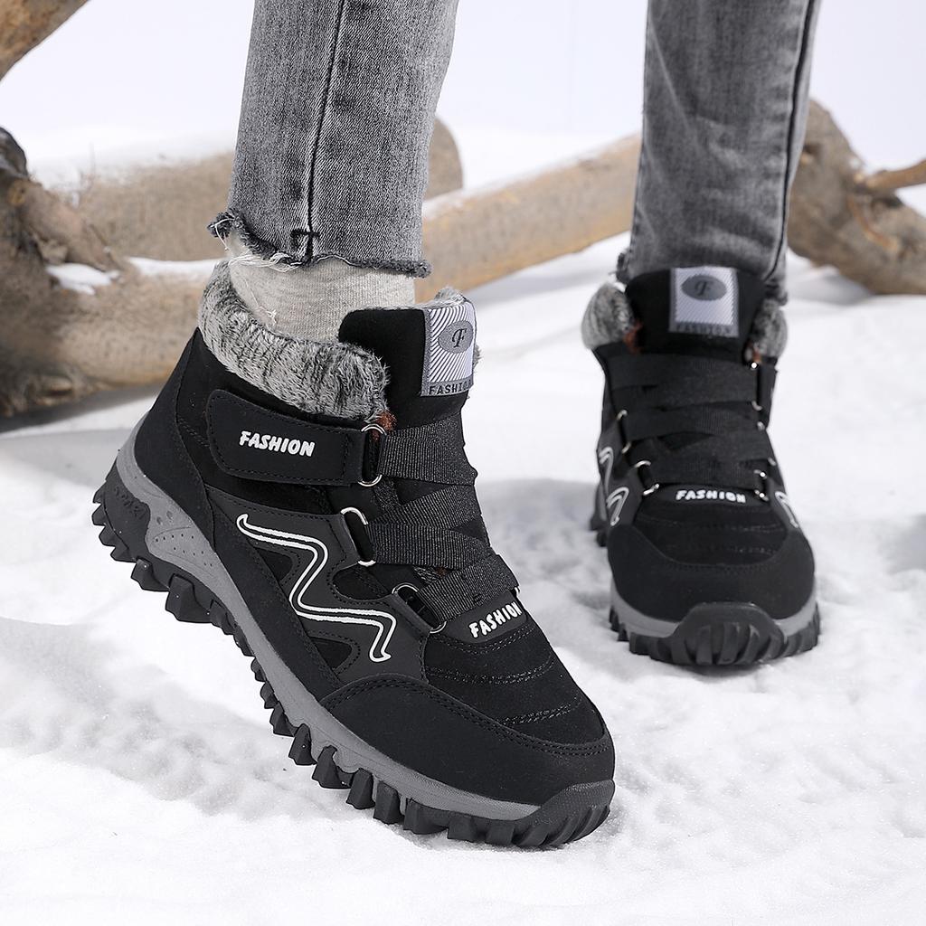 Height-increasing couple snow boots winter velvet warm men's and women's outdoor cotton shoes medium top sports cotton shoes women's shoes