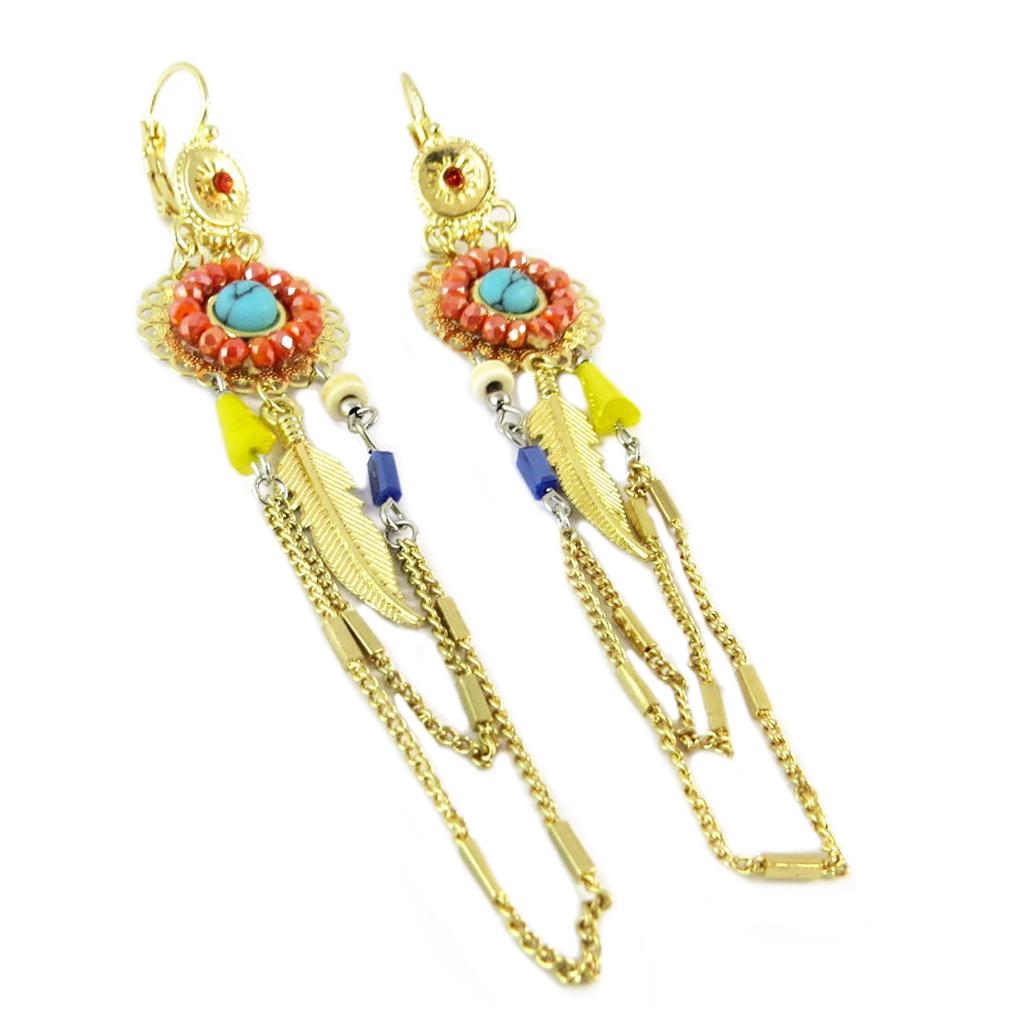 Les Trésors De Lily [Q1320] - Designer-Ohrringe „Acapulco“ vergoldet, mehrfarbig – 95 x 20 mm