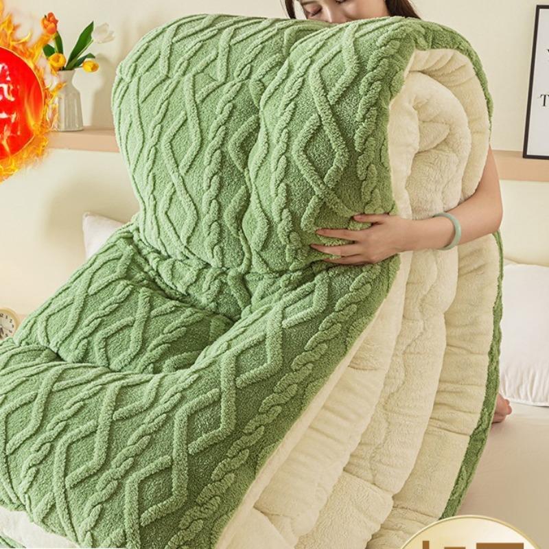 Double Sided AB Version Core Super Thick Winter Warm Blanket for Bed Artificial Lamb Cashmere Weighted Blanket Soft Comfortable Warmth Quilt Comforter