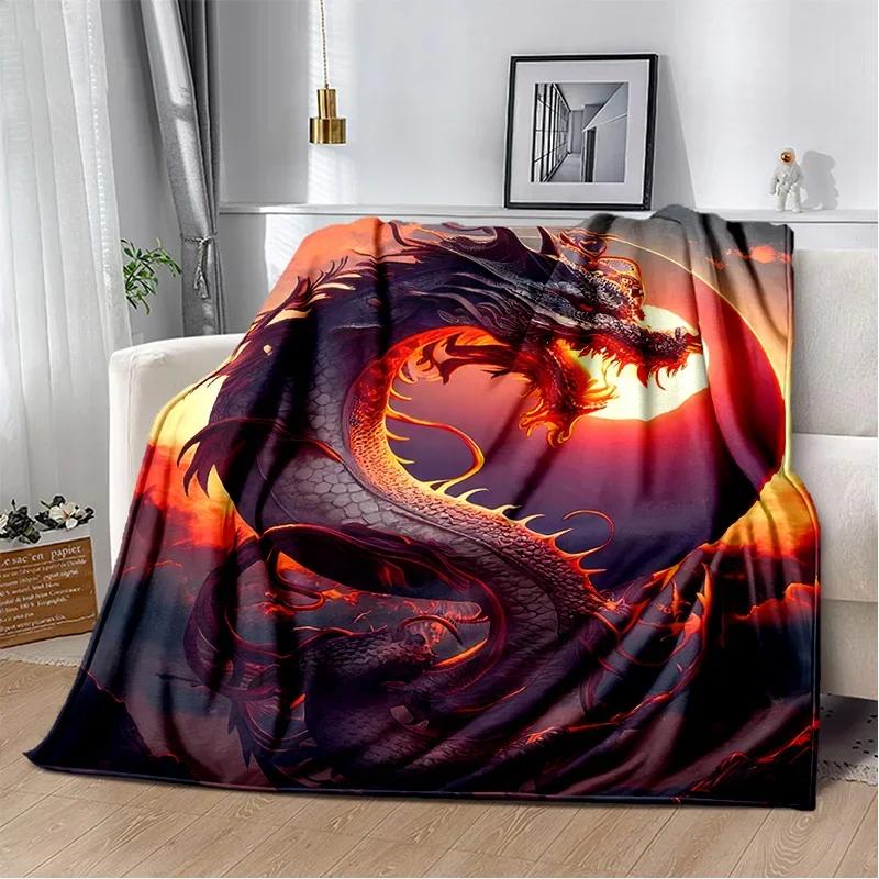 29 Style New Chinese Loong Dreamy Dragon Cartoon Blanket,Soft Throw Blanket for Home Bedroom Bed Sofa Picnic Travel Office Cover