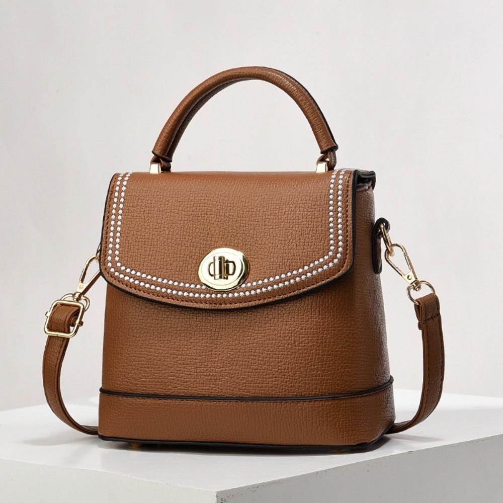 

Elegant Texture Square Bag Large Capacity Lady Shoulder Bag Superior PU Handbag Banquet коричневый