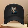 Cool Smoking Cat Suit Baseball Cap Adjustable Polyester Curved Brim Hat Unisex