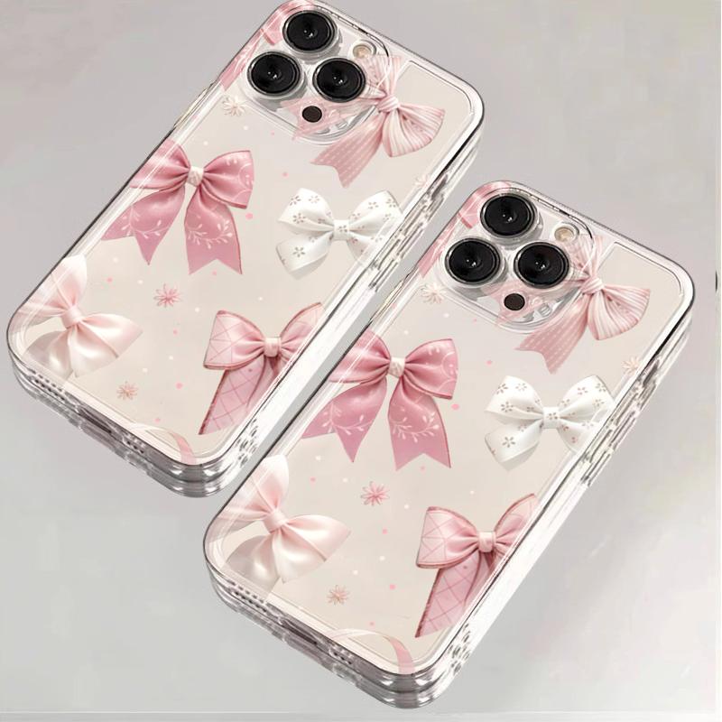 Pink Bow Design Transparent TPU Phone Case for Xiaomi 15T 14T Pro 12T 14 13T Pro 11 Lite 4G 5G Poco X7 F7 F6 X6 X5 F5 Pro Cover