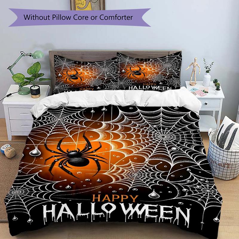 3pcs Spider Web Duvet Cover Set - Includes 1 Duvet Cover and 2 Pillowcases, No Quilt Core, All-Season Home Decor yy251111028