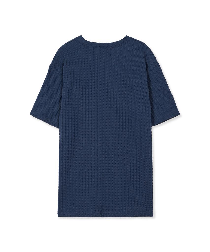 SSY Jacquard Knit Short Sleeve T-Shirt Blue
