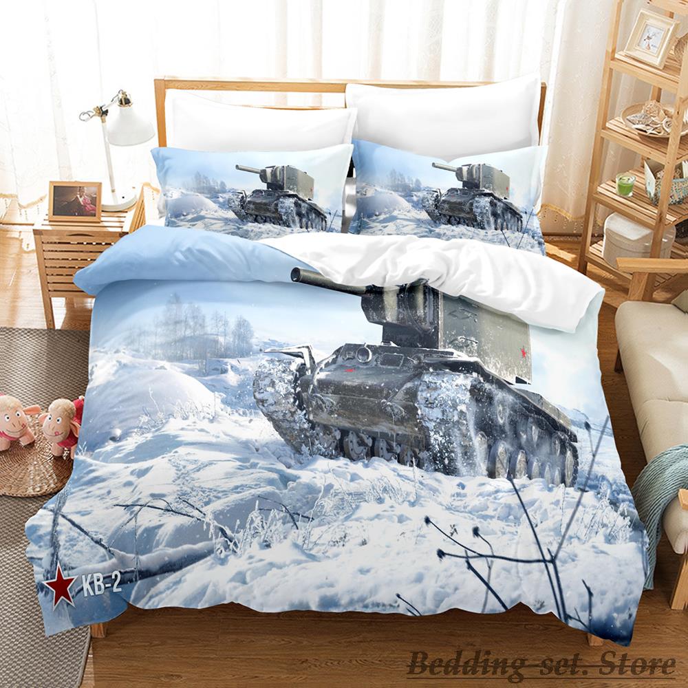 Game World Of Tanks Bedding Set Single Twin Full Queen King Size Bed Set Adult Kid Bedroom Duvetcover Sets Anime Bed