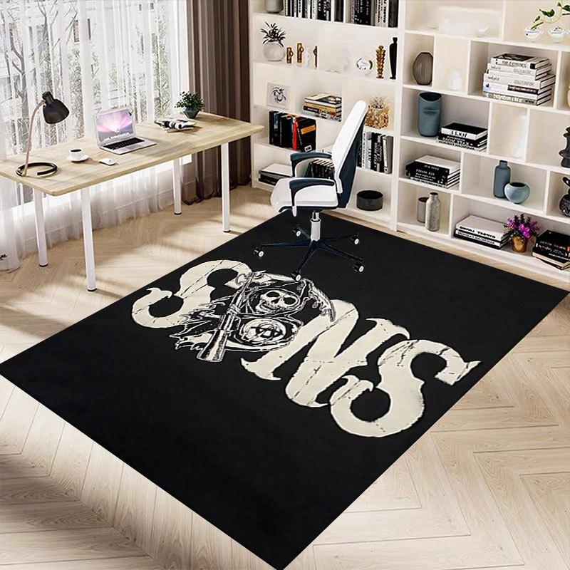 1pc Sons of Anarchy themed Office Carpet Chair Mats - durable polyester rug for home theater, office, dorm room decor - tA48
