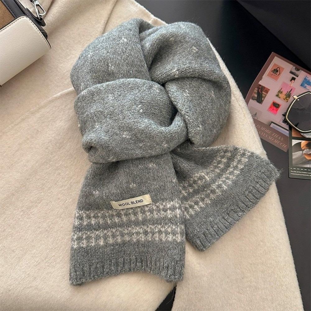 Retro Knitted Scarf Korean Style Winter Scarf Versatile Ladies Wool Scarf