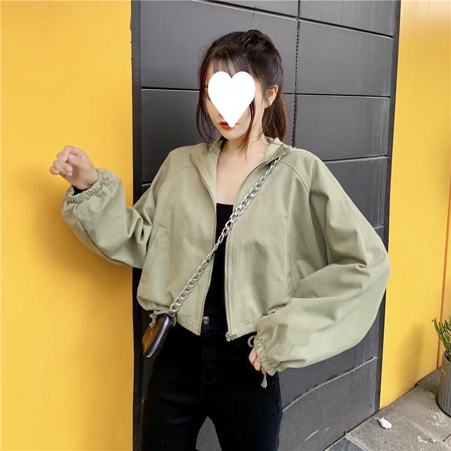 Spring 2023 Women's Trendy Loose-Fit Windbreaker: Slim Zipper, Long Sleeve, Windproof Short Coat.