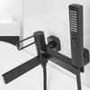 Schwarz/Chrom Messing Badewannen-Duscharmatur Set Handbrause Wandmontage Duscharmatur Hohlgriff Warm- und Kaltwasser-Mischbatterie Wasserfall