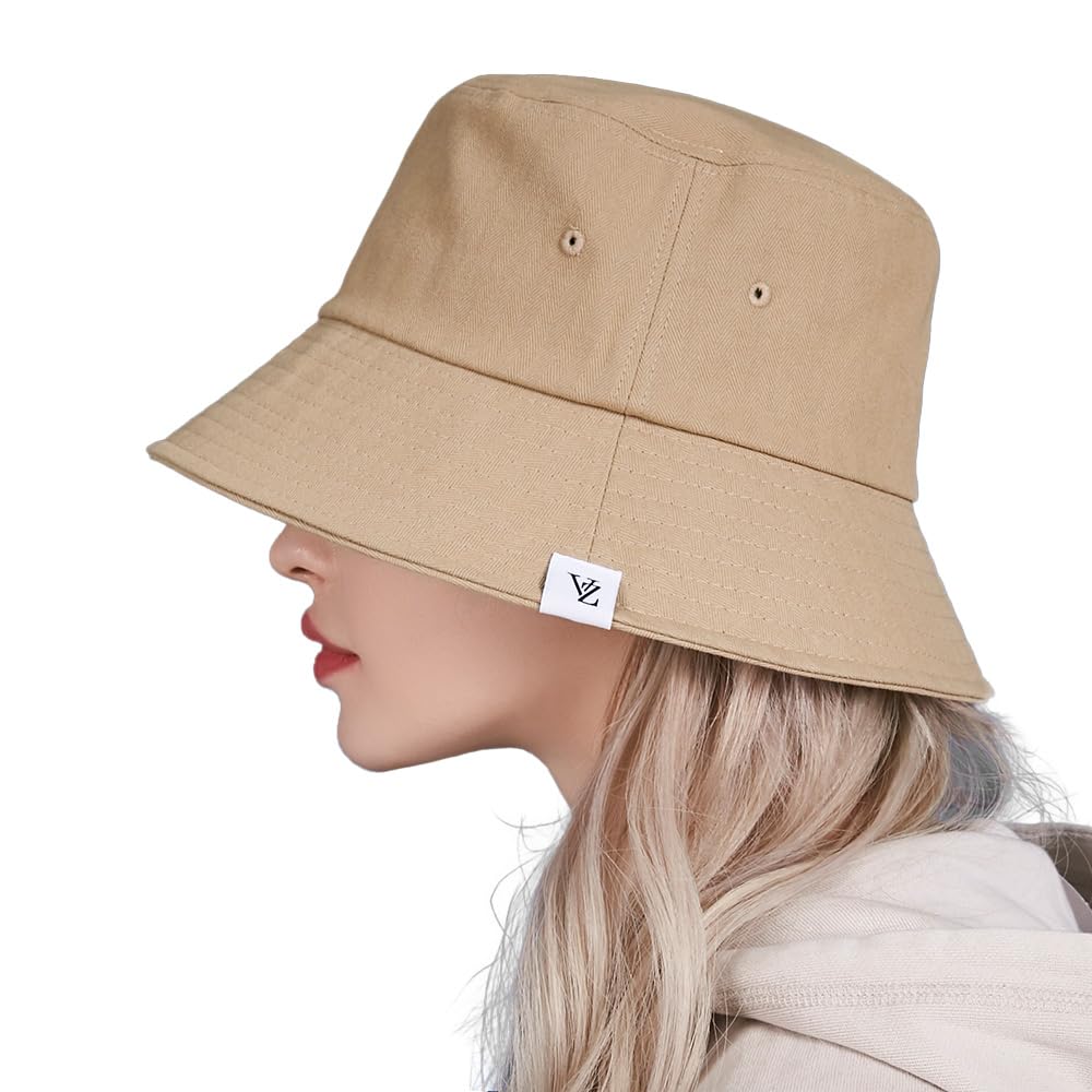 Herringbone label bucket hat Beige [VARZAR]