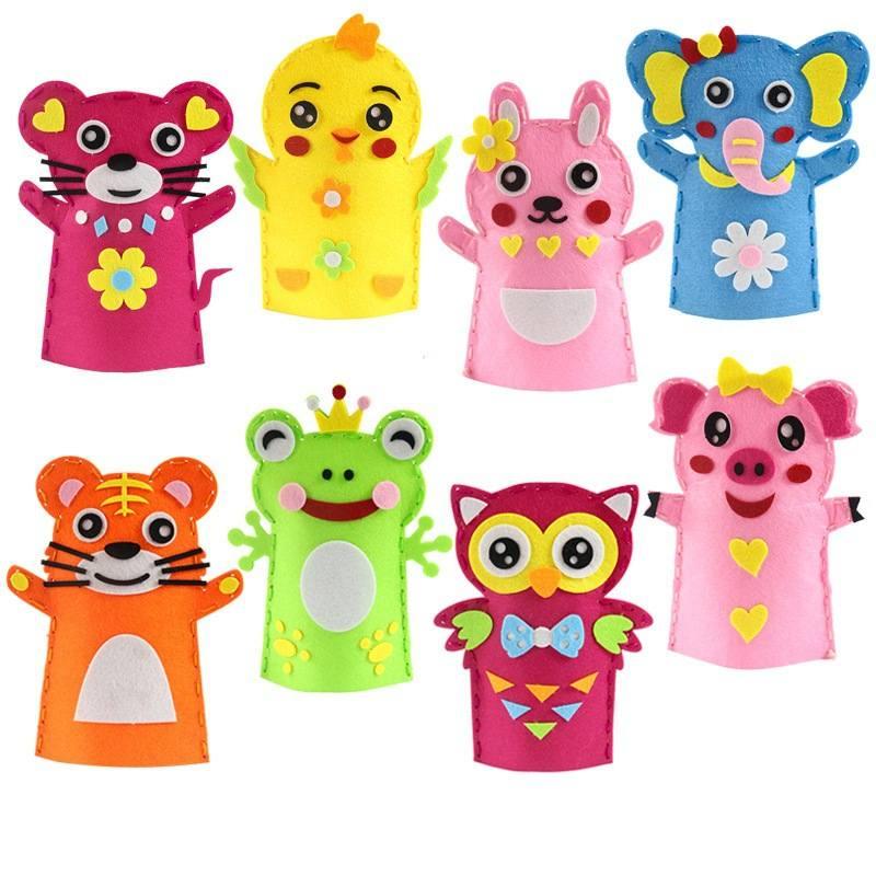 Children's Diy Craft Kit Non-woven Fabric Cartoon Animal Hand Puppets Kindergarten Handicraft Toy Set Characters)