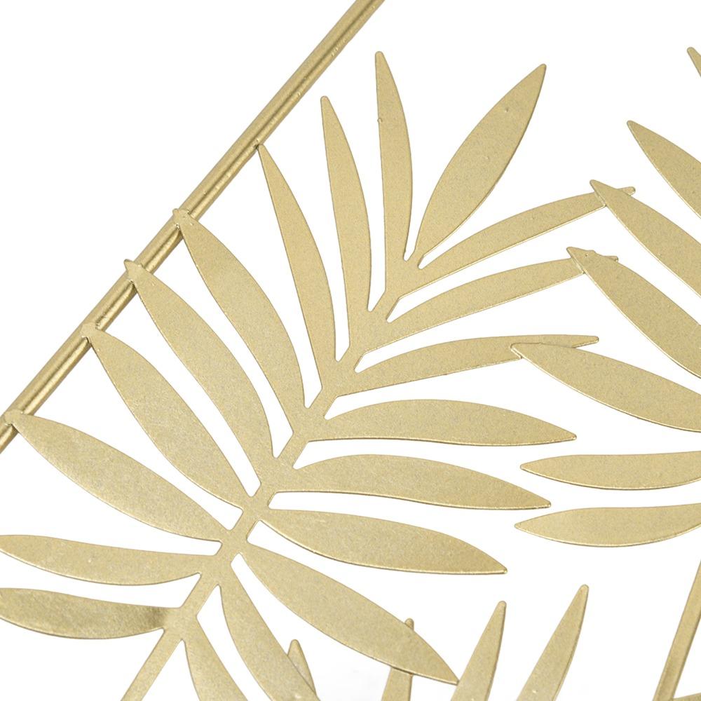 11.61 × 5.51 in Metal Leaf Wall Decor Gold Frame Iron Gold Wall Decor Leaf-shaped Handcrafted Artwork Wall Decor Bathroom