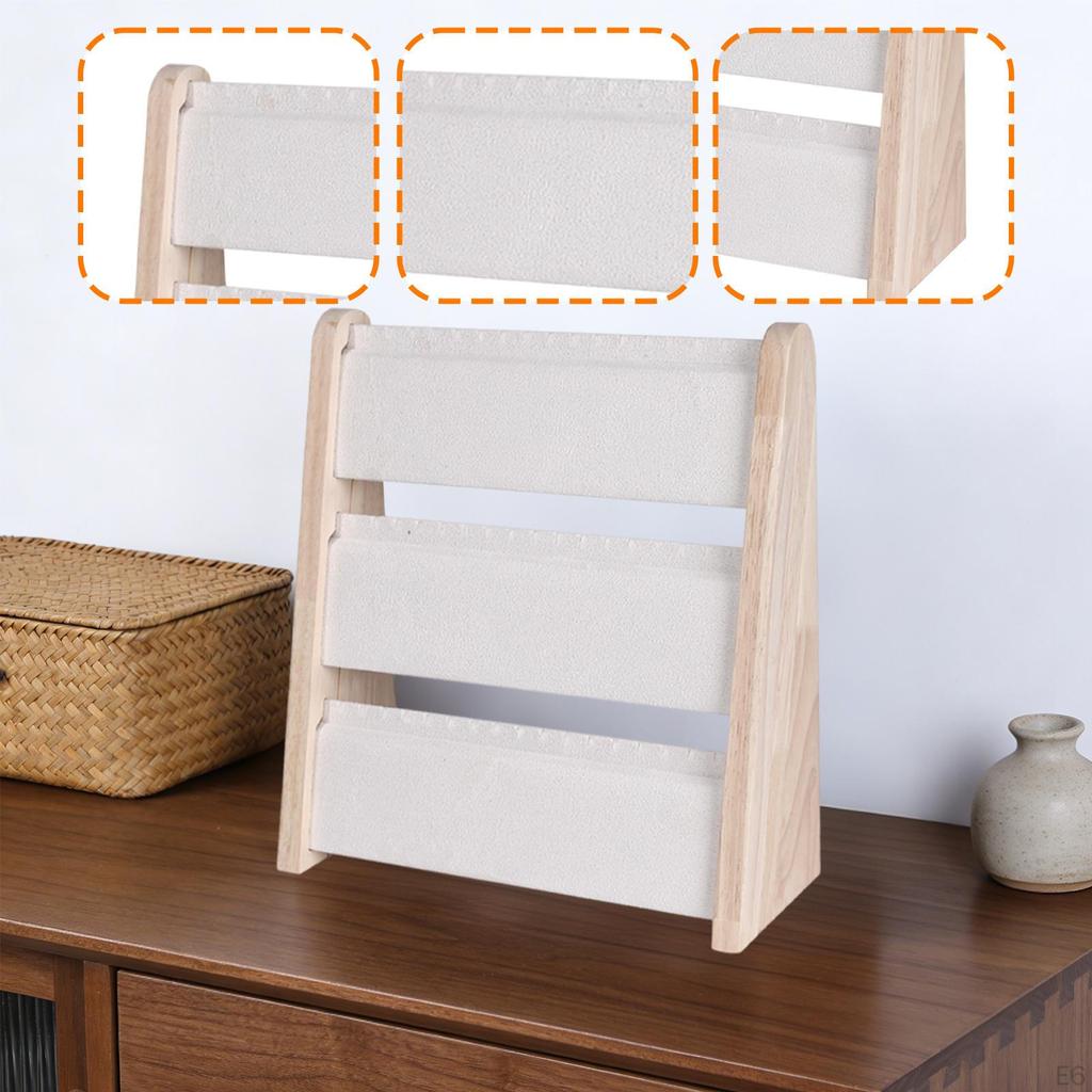 3 Tier Necklace Display Stand Chains Holder Wood Freestanding Jewelry Organizer Rack for