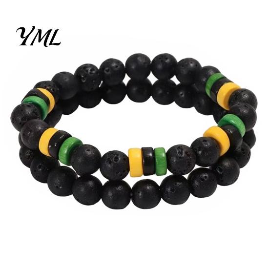 Simple Men Wrist Decor Natural Obsidian Stone Bracelet for Men, 8mm Rock Beaded Casual Daily Wear Jewelry Stretch Bracelet, Stackable Elastic