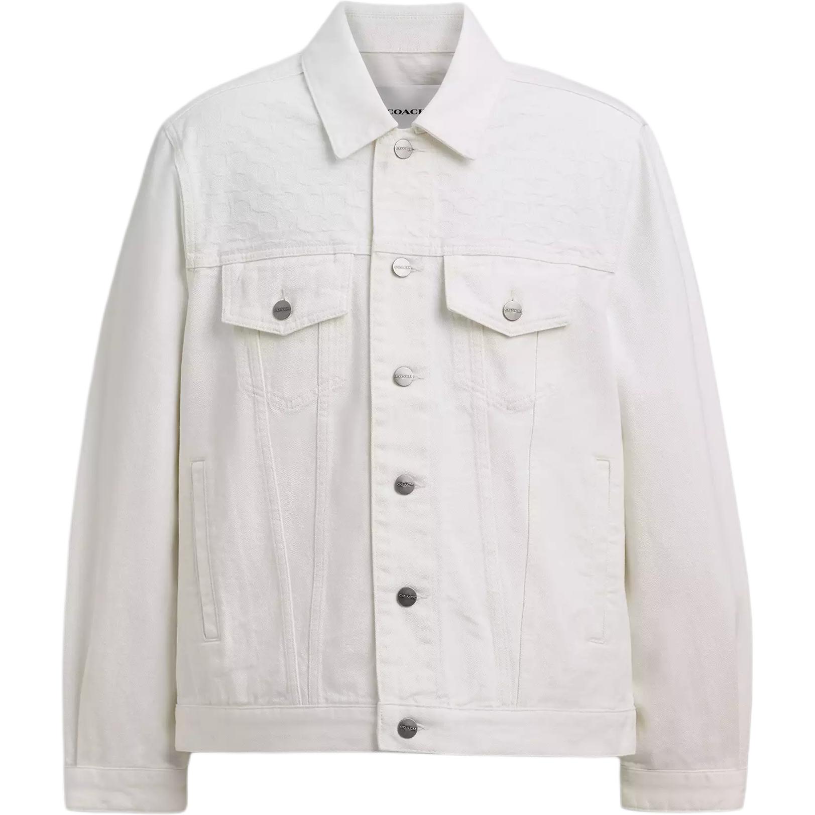 

Coach Trucker Solid Color Patch Retro Flap Pocket Jacket Men jackets White CBA47-WHT M