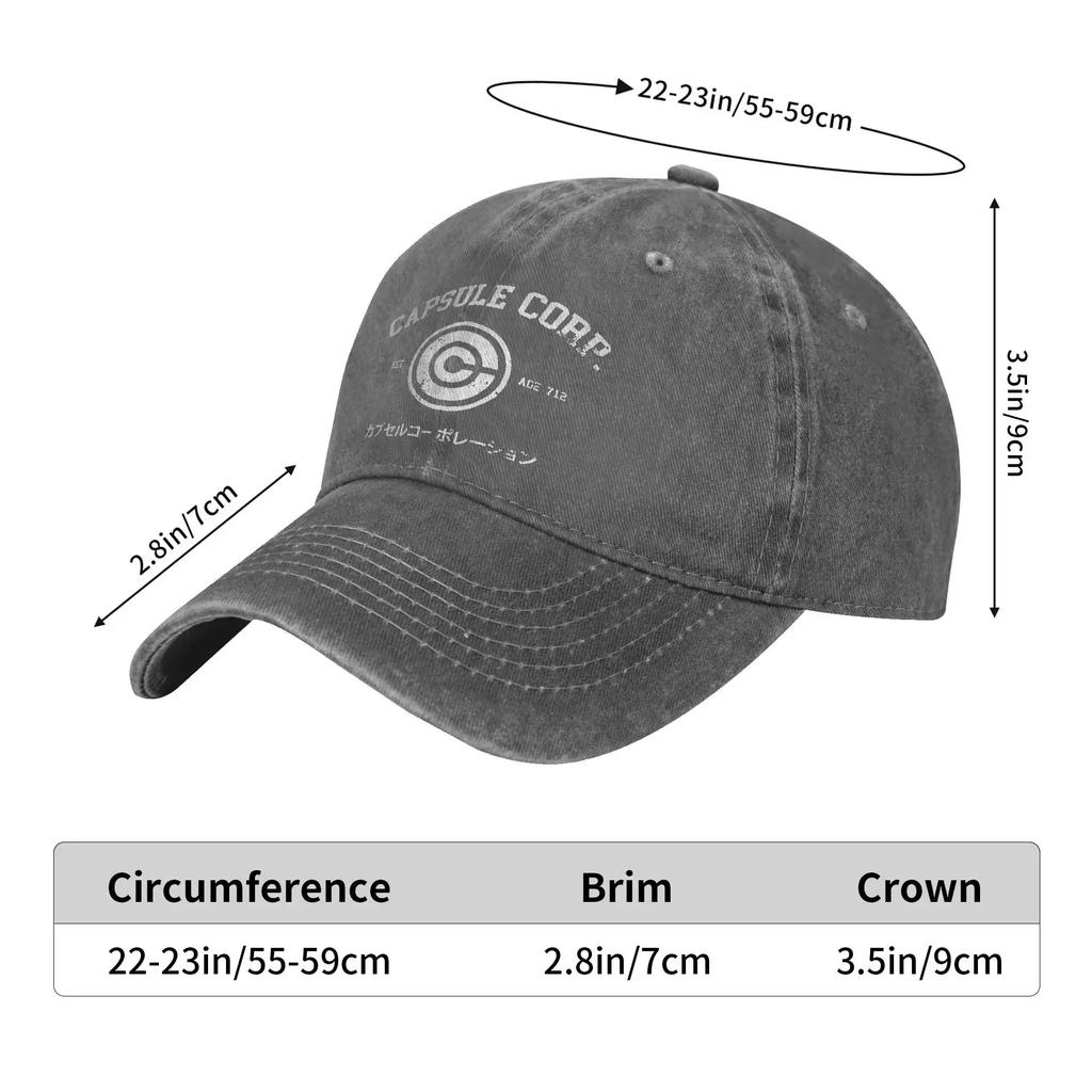 Retro Capsule Corp Baseball Cap for Men Women Distressed Denim Sun Cap Anime Outdoor Workouts Gift Caps Hat
