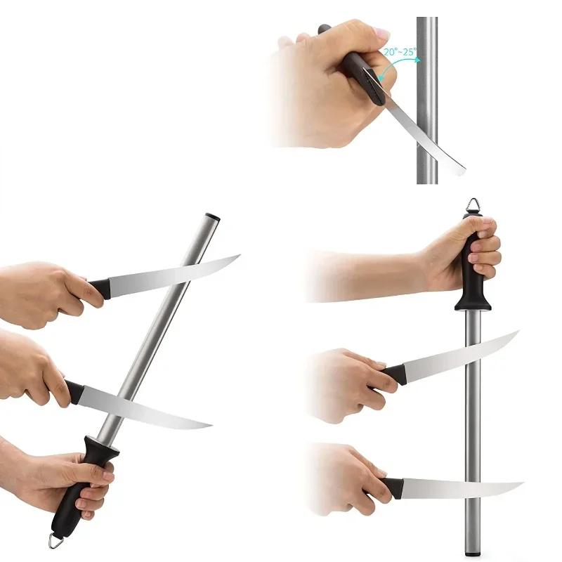 Professional Grinding Tool Stick Stainless Steel Diamond Sharpening Honing Steel Knife Sharpener Rod