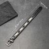 Adjustable Black Leather Bracelet Handcrafted With Wax Cord And Alloy Parts Creative Wristband For Men And Women