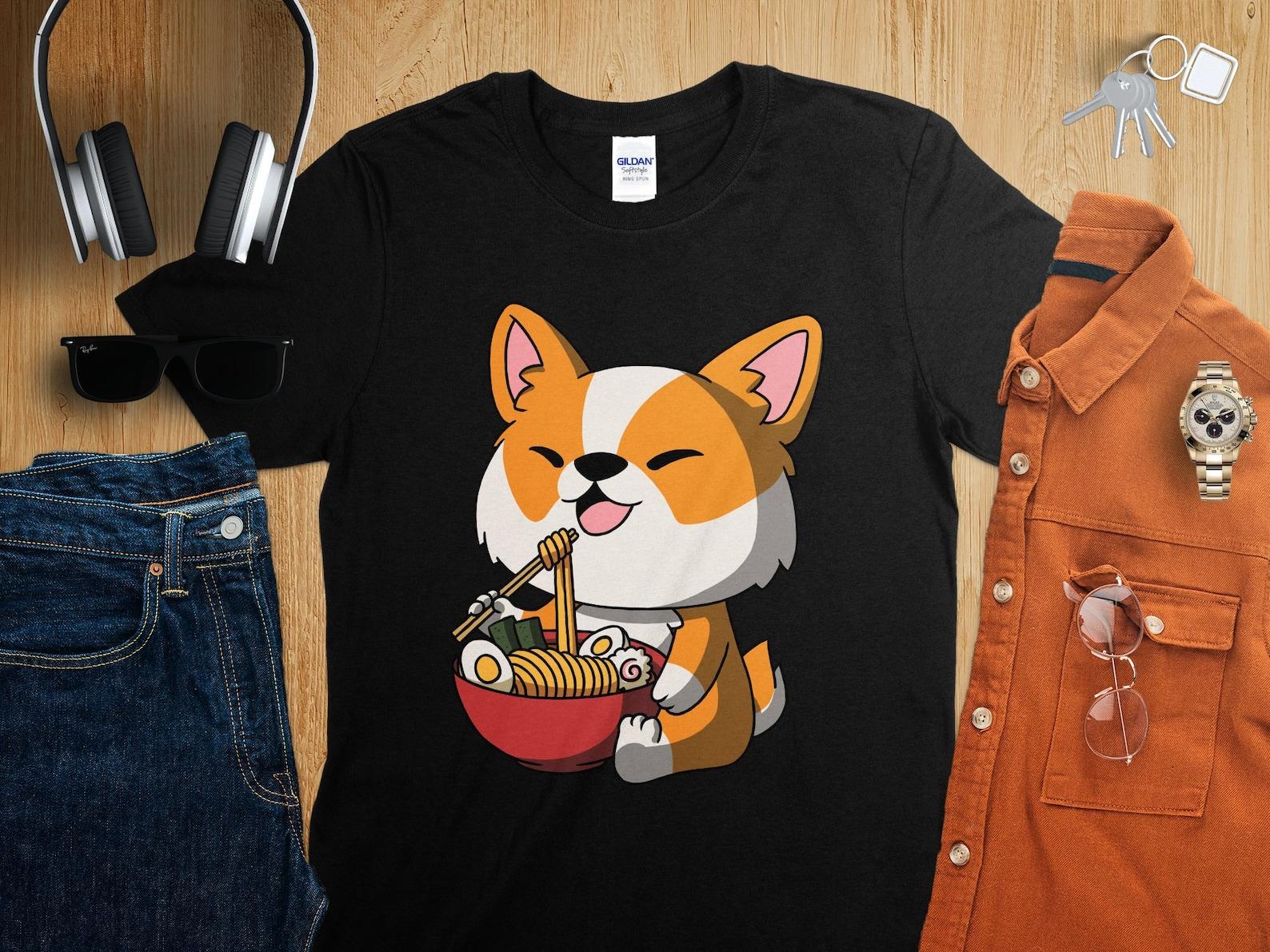 Kawaii Anime Corgi Dog Asian Noodles Japanese Ramen Shirt, Anime Shirt, Ramen T-Shirt, Japan Art 3XL