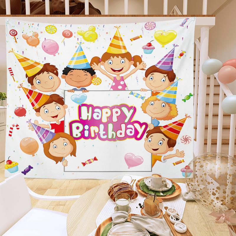 Birthday Party Decoration Tapestry Photo Background Cloth Ins Hanging Cloth Children's Meeting Scene Arrangement Background Wall Photo