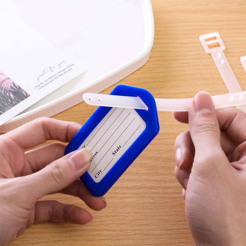 Bunter Gepäckanhänger aus Kunststoff und Kartenhalter für aufgegebenes Gepäck und Bordkarte