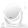 MILEDUO Actress LED Makeup Mirror with 1x and 10x Tabletop Three Color Adjustable USB 2000mAh High White Mirror, Double-Sided Light, Magnification,