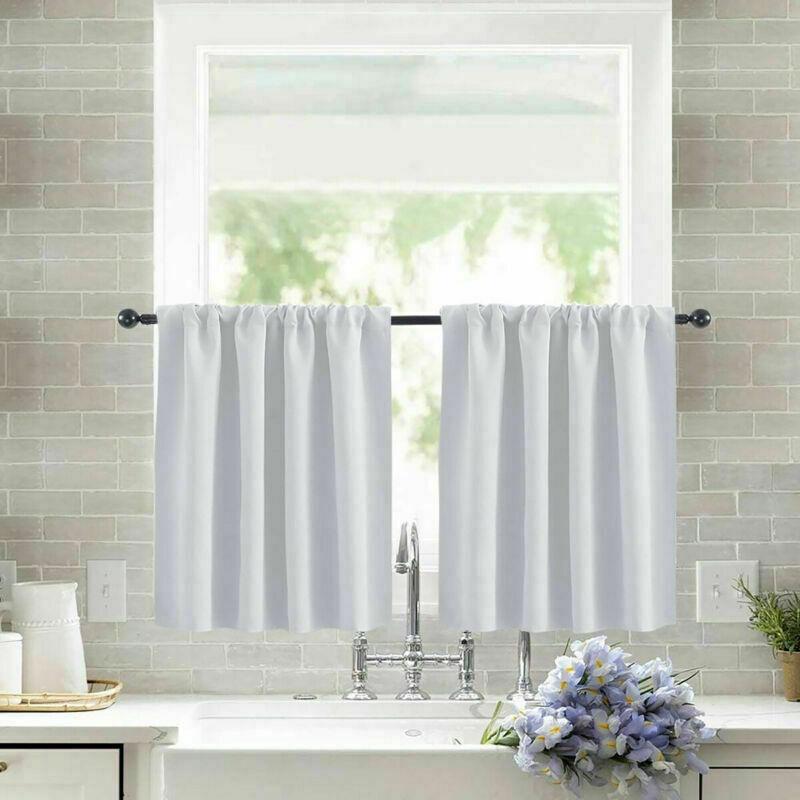 Contemporary Short Curtain For Commercial Spaces High Light Blocking Fabric Grey 132*46cm Piece)