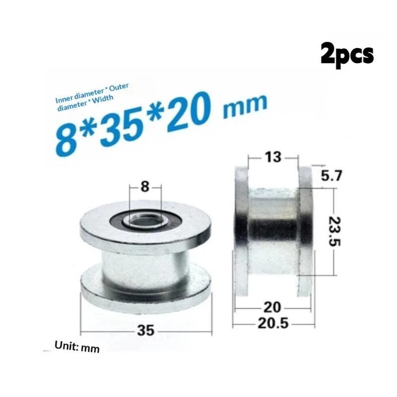 New 1/2Pcs M8/M10x35x20mm H-groove Pulley Belt Groove Pulley Roller 6000-2RS Bearing Wheel Rolling Guide Wheel