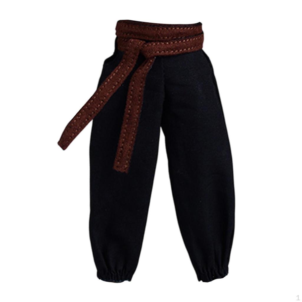 1/12 Male Doll Pants with Belt Casual Dress Up Loose Trousers Mini Long Pant for 6 Inch Action