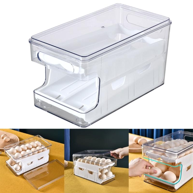 Secure Sliding Eggs Storage Organizer Unique Two Slide Eggs Storage Box 2 Layer Eggs Organizer for Kitchen Enthusiasts