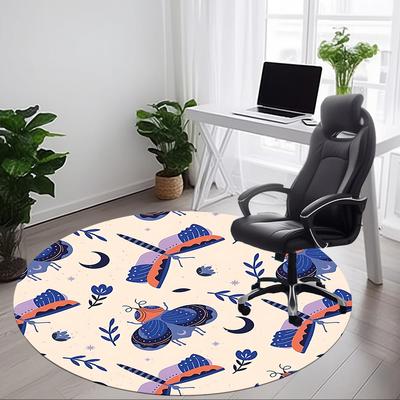 1 pièce Tapis Rond Papillon Nuit Bureau, Antidérapant, Doux et Durable Tapis de Bureau pour Décoration Intérieure, Parfait pour Bureau, Belle Décoration yy260324