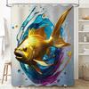 Luxury Golden Fish Shower Curtain Waterproof Bath Decor with 3D Printing Artistic Print Blue Splash Water Design for Bathroom