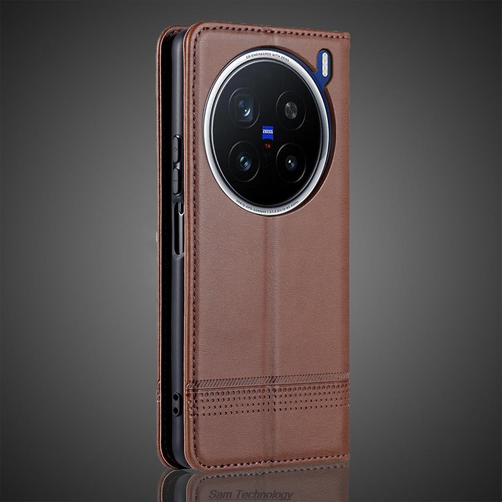Deluxe Magnetic Adsorption Leather Fitted Case for Vivo X200 Pro 6.78" Flip Cover Protective Case Capa Fundas Coque