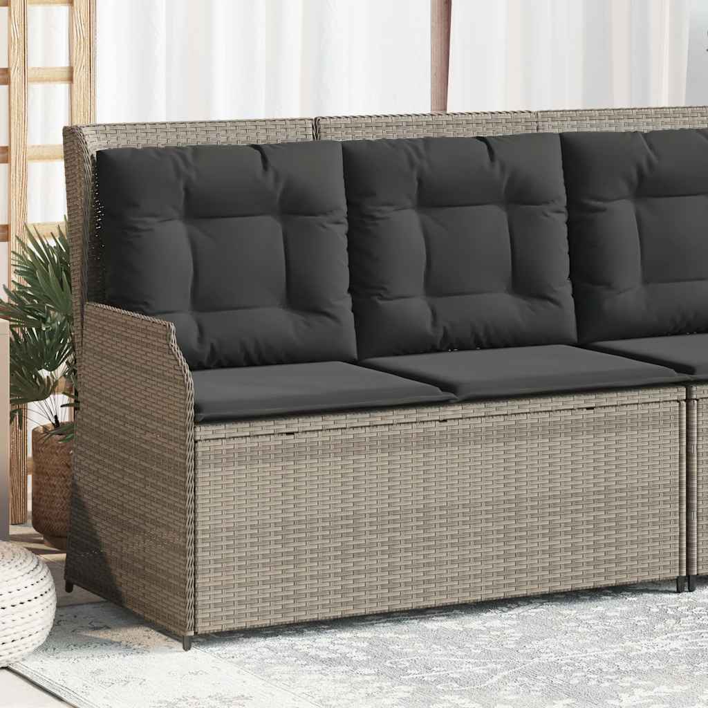 Vidaxl Klappbare Gartenbank Mit Kissen, Hellgrau, Polyrattan
