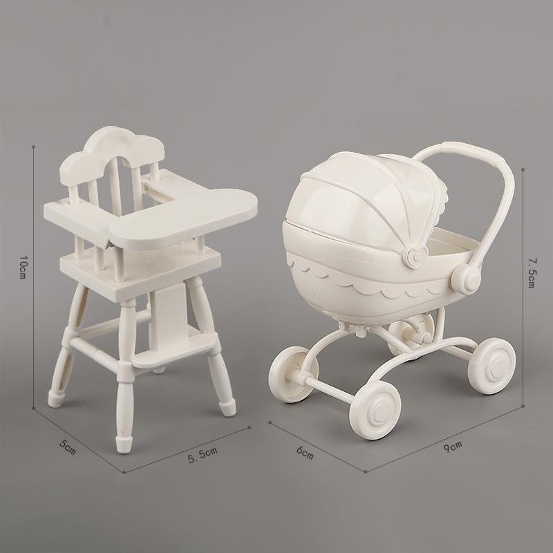 

Miniature Dollhouse Accessories: Children s Role-Playing Food & Stroller Set with Dining Table