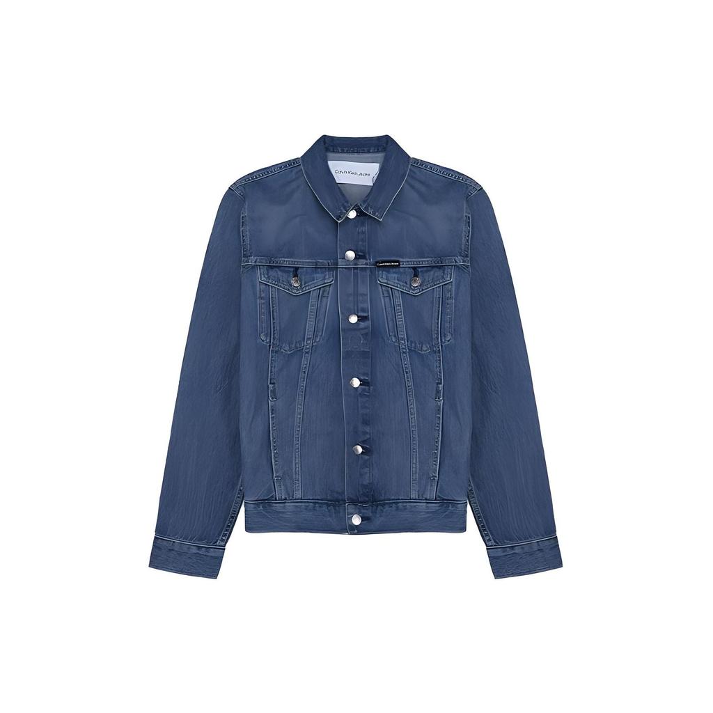 Calvin Klein Loose Solid Color Lapel Long Sleeve Jacket Men jackets Blue 40GM720-420-S