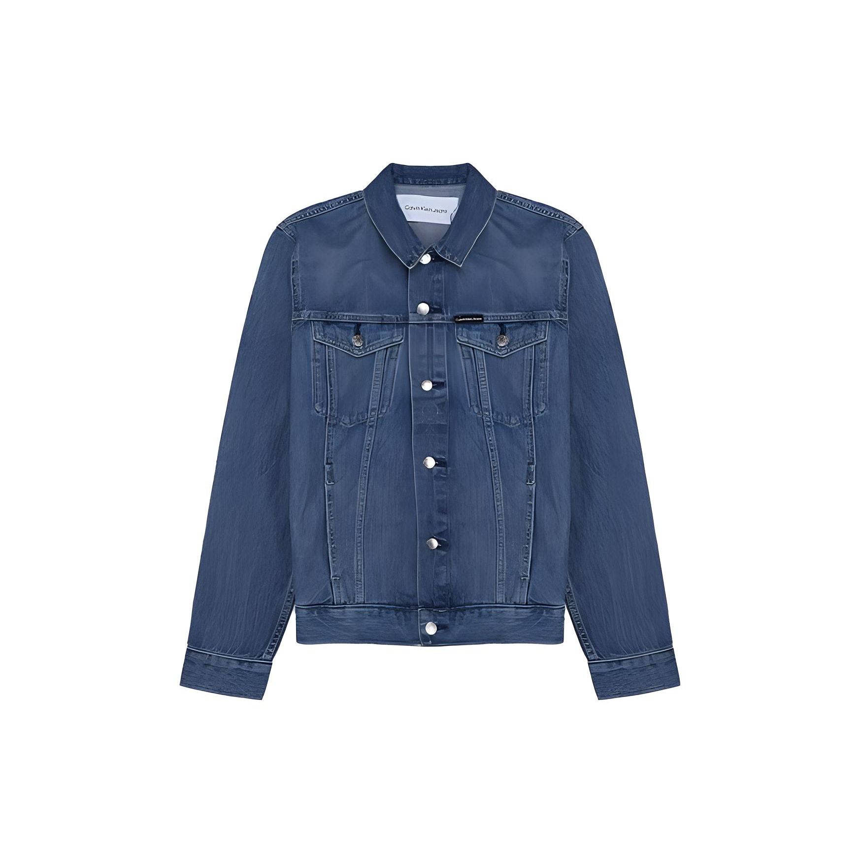 

Calvin Klein Loose Solid Color Lapel Long Sleeve Jacket Men jackets Blue 40GM720-420-S M