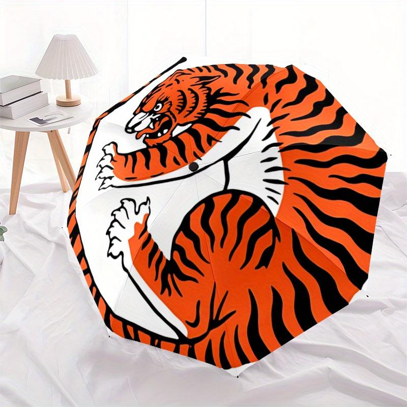 1pc Tiger Print Automatic Open/close Folding Umbrella, Compact Portable Travel Umbrella, Durable Construction yy250809115