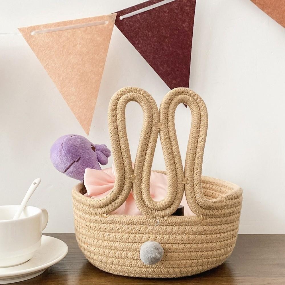 Cotton Rope Rabbit Storage Basket Cartoon Toys Storage Basket Easter Bunny Basket  Home Table Decor