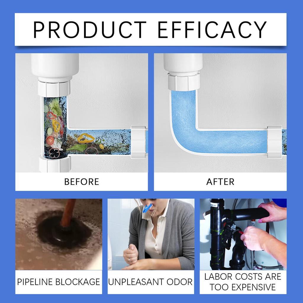 Pipe Unclogging Agent Sink Drain Kitchen Toilet Pipe Cleaning Dissolving Anti-Blocking Unclogging Powder