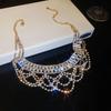 Elegant Rhinestone Lace Tassel Necklace - Multi-Layer Clavicle Accessory for Women