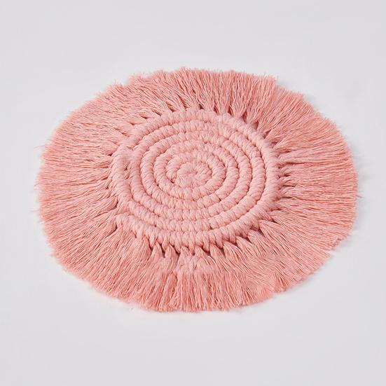 Cup Mat Highly Absorbent Braided Drink Coaster Solid Color Heat-Resistant Reusable Woven Coaster Cup Pad