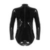 Men's PVC Leather Long Sleeve Leotard Latex Bodysuit Zipper Catsuit Clubwear