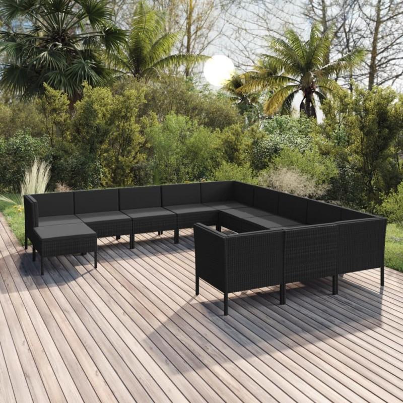 Day and Night - Day and Night Garden Furniture Set 12 Pieces and Black Synthetic Rattan Cushions
